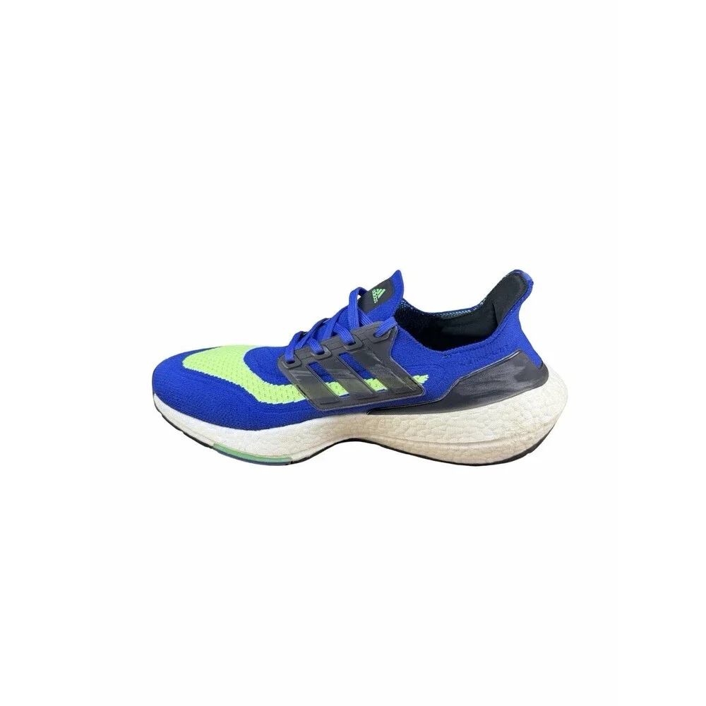 Adidas Ultraboost 21 Sonic Ink Screaming Green Blue S23873 Men's Size 8 Running - Picture 2 of 8